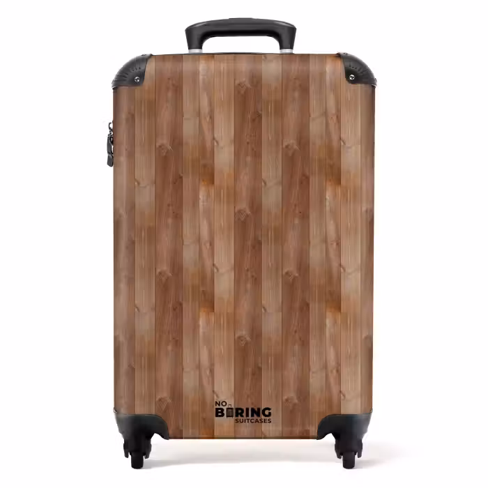 Koffer - Roodbruin met hout structuur
