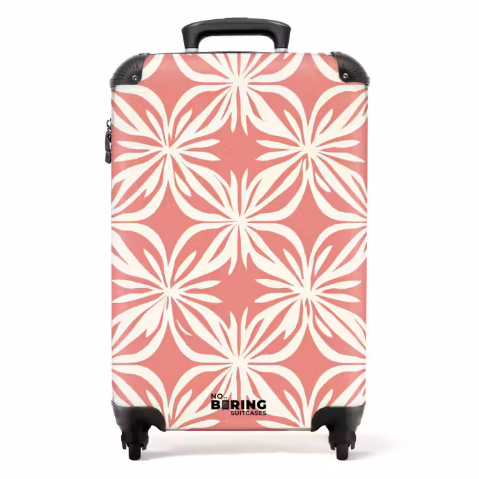 Koffer - Roze - Bloemenmotief - Wit - Modern