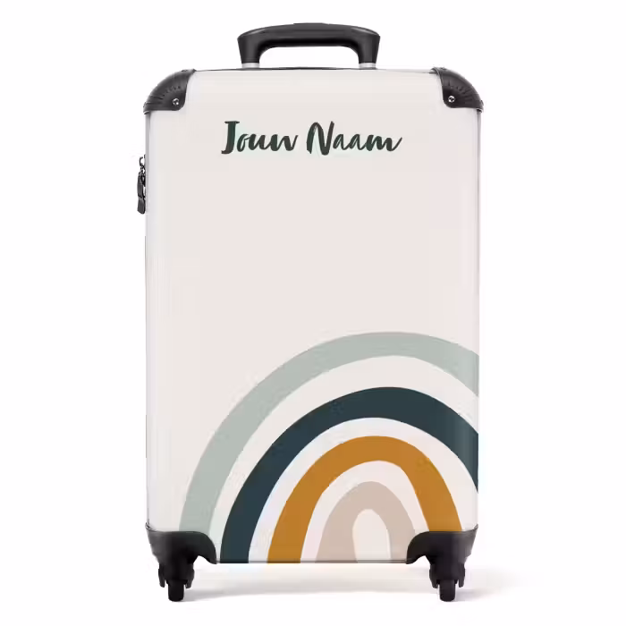 Koffer met naam - Ruwe regenboog aqua