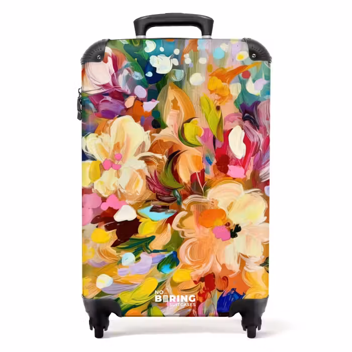 Koffer - Schilderij - Olieverf - Bloemen - Regenboog