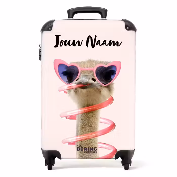 Koffer met naam - Sierk Struisvogel Roze