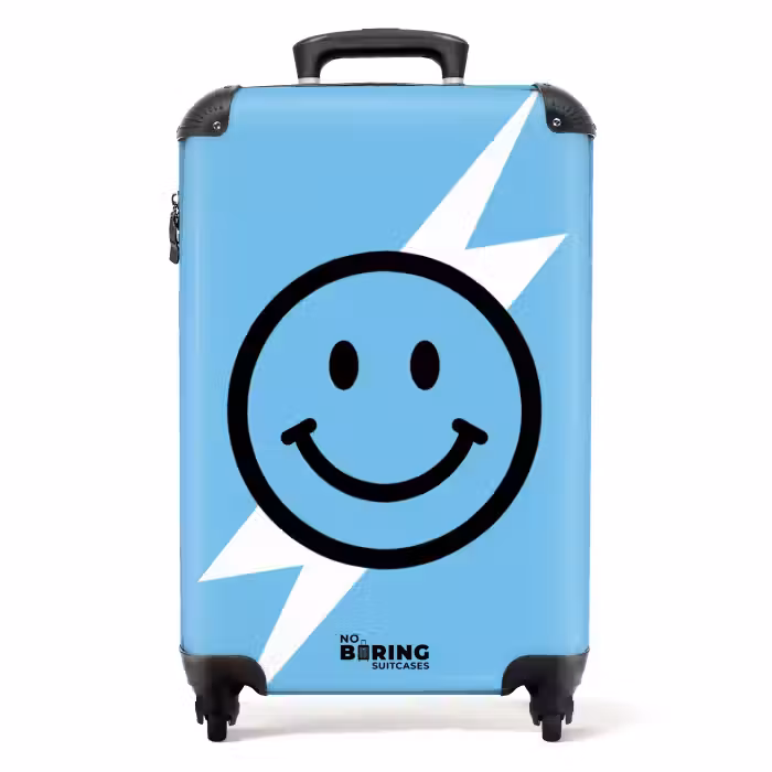 Koffer - Smiley - Blauw - Bliksem