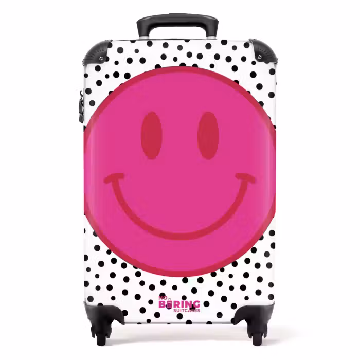 Koffer - Smiley - Roze - Stippen