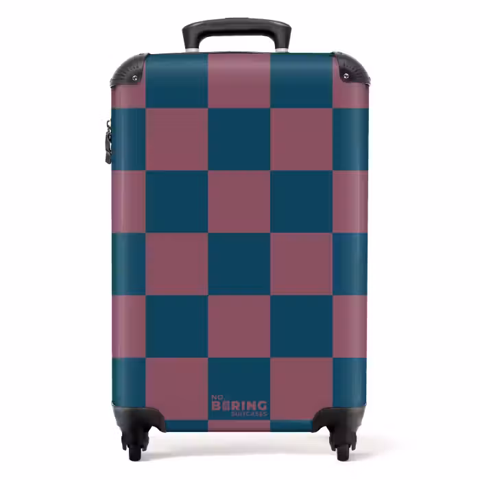 Koffer - Squares - Blauw/Rood