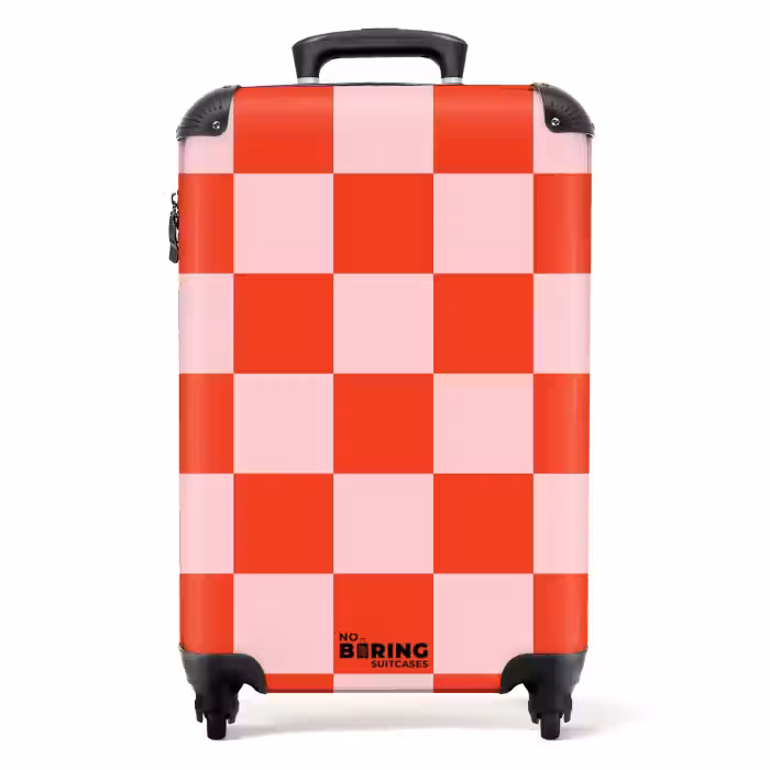 Koffer - Squares - Rood/Roze