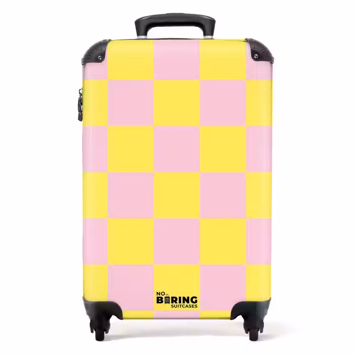 Koffer - Squares - Roze/Geel