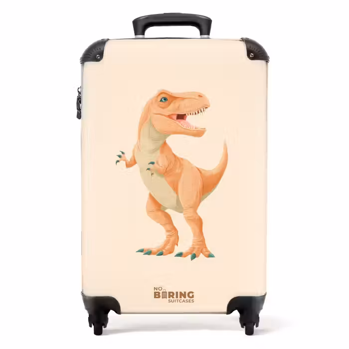 Koffer - T-rex dino in oranje kleuren