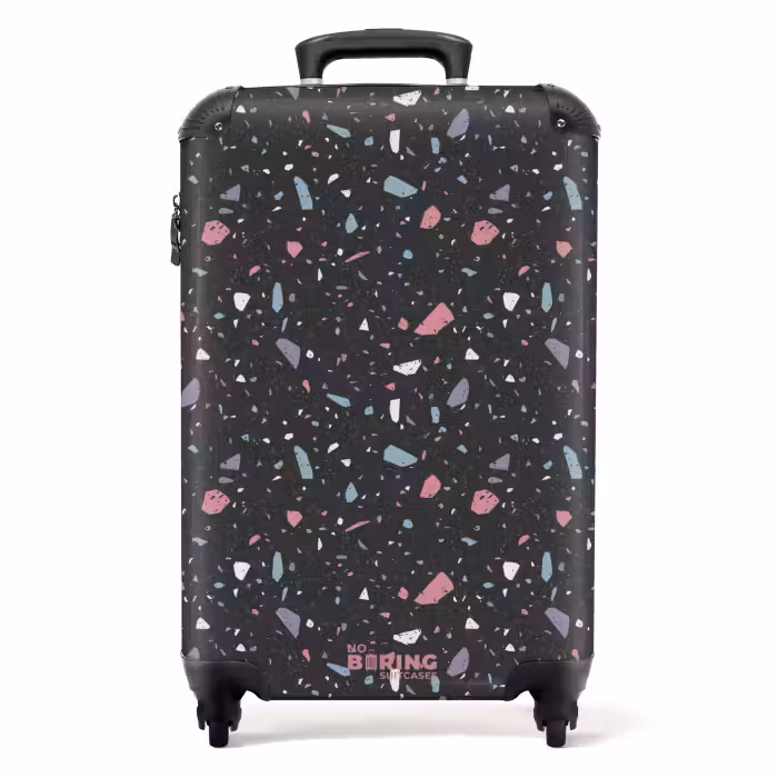Koffer - Terrazzo patroon zwart met pastel