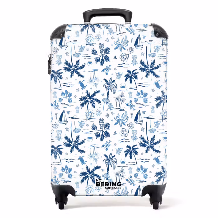 Koffer - Vakantie patroon blauw