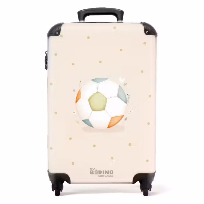 Koffer - Voetbal in beige pastel kleuren