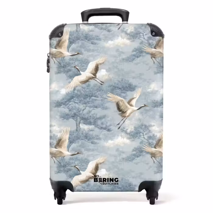 Koffer - Wolken - Kraanvogels - Blauw