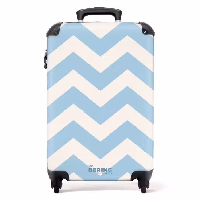 Koffer - Zigzag patroon in blauw en wit