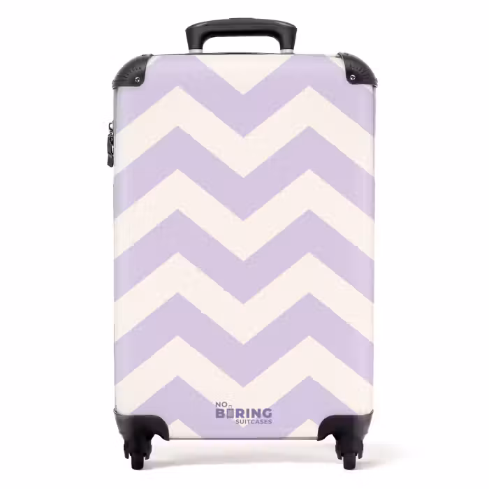 Koffer - Zigzag patroon in paars en wit