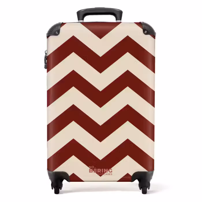 Koffer - Zigzag patroon in rood en crème