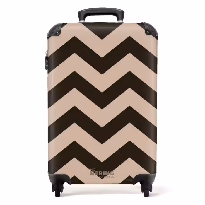 Koffer - Zigzag patroon in verschillende tinten bruin