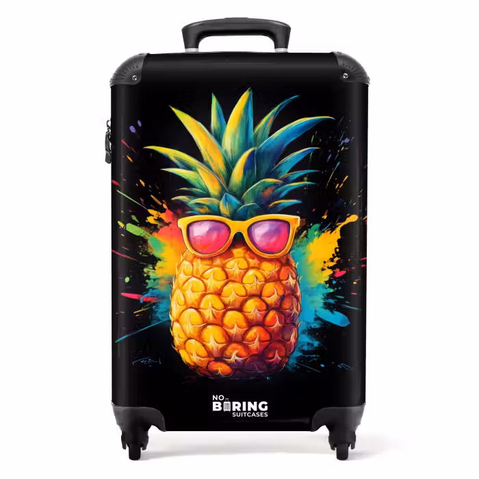 Koffer - Zomerse ananas met zonnebril