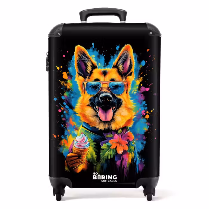 Koffer - Zomerse hond met kleurrijke graffiti