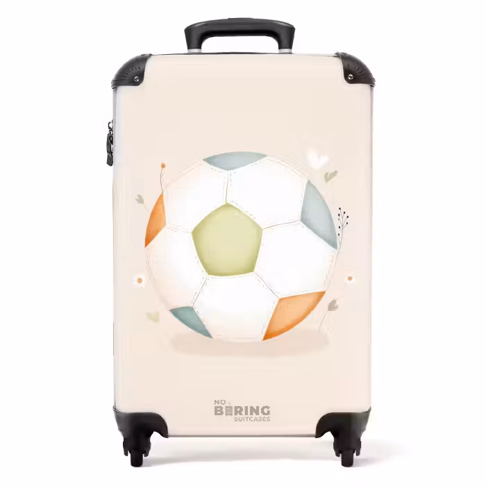 Koffer - Voetbal in beige pastel kleuren