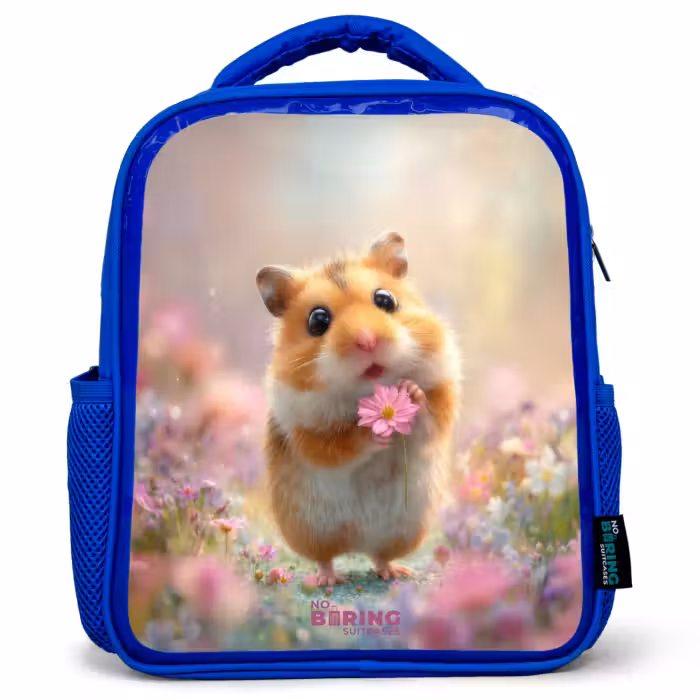 Kinderrugzak - Blauw - Hamster - Bloem - Natuur - Dier