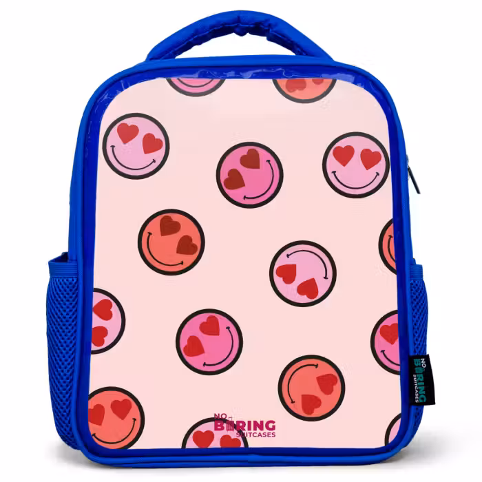Kinderrugzak - Blauw - Hartje - Smiley - Patroon