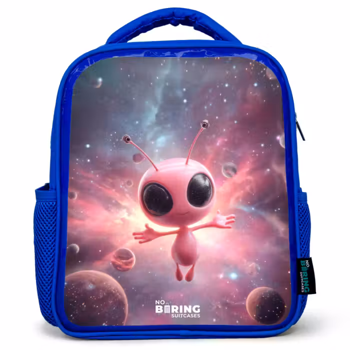 Kinderrugzak - Blauw - Roze Alien in Sterrennevel