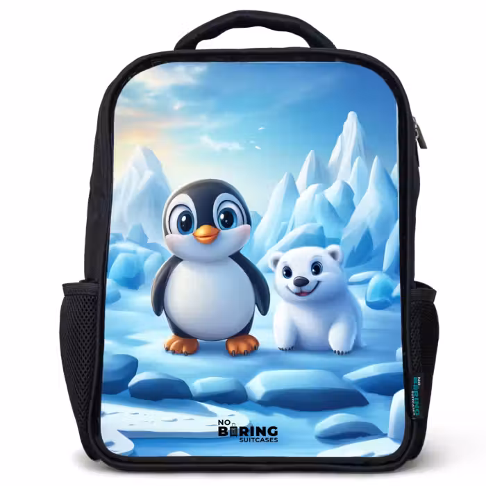 Kinderrugzak - Zwart - Pinguïn en ijsbeertje op ijsschotsen