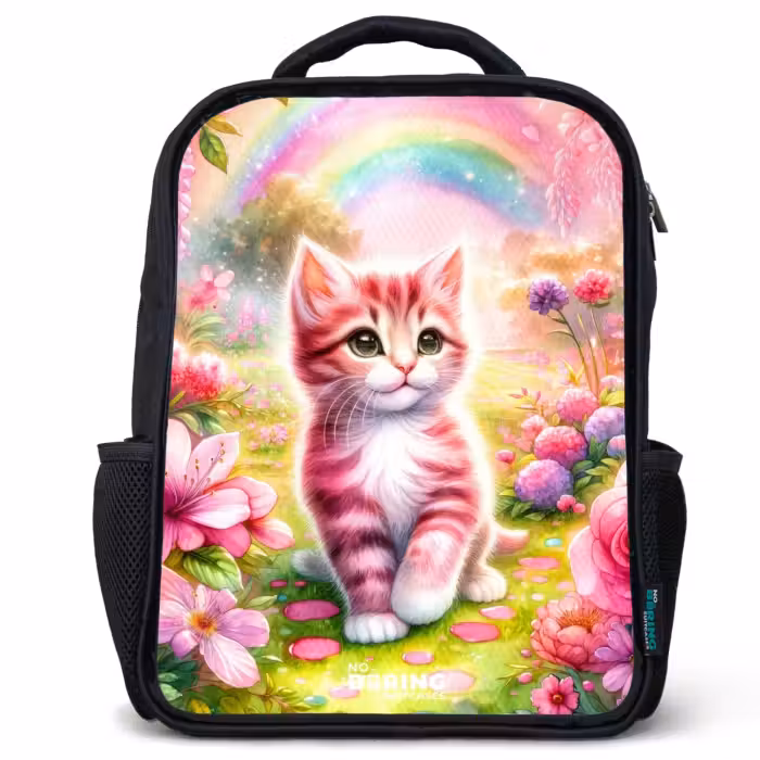 Kinderrugzak - Zwart - Roze regenboogkatje