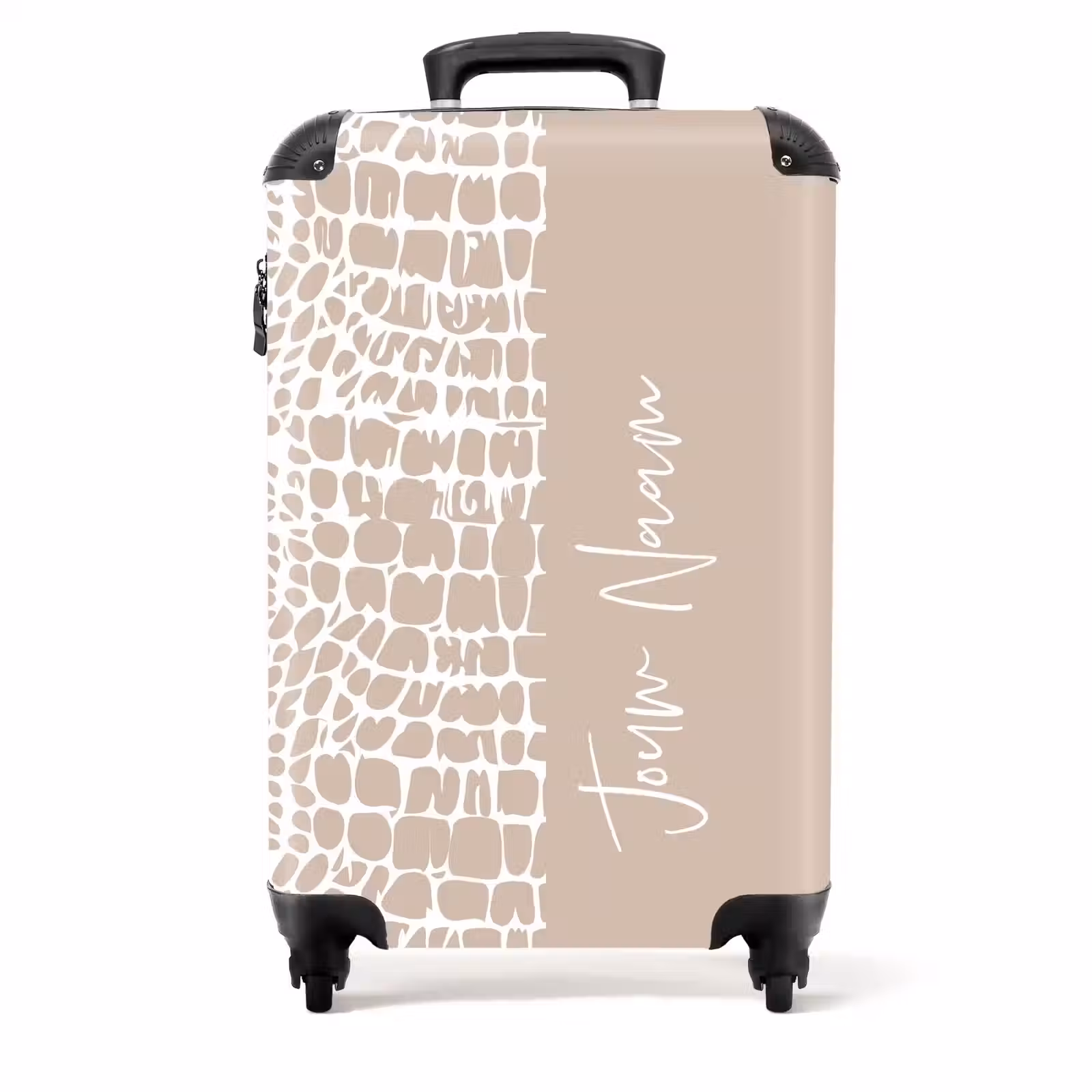 Koffer - Slangenprint taupe met wit — 1