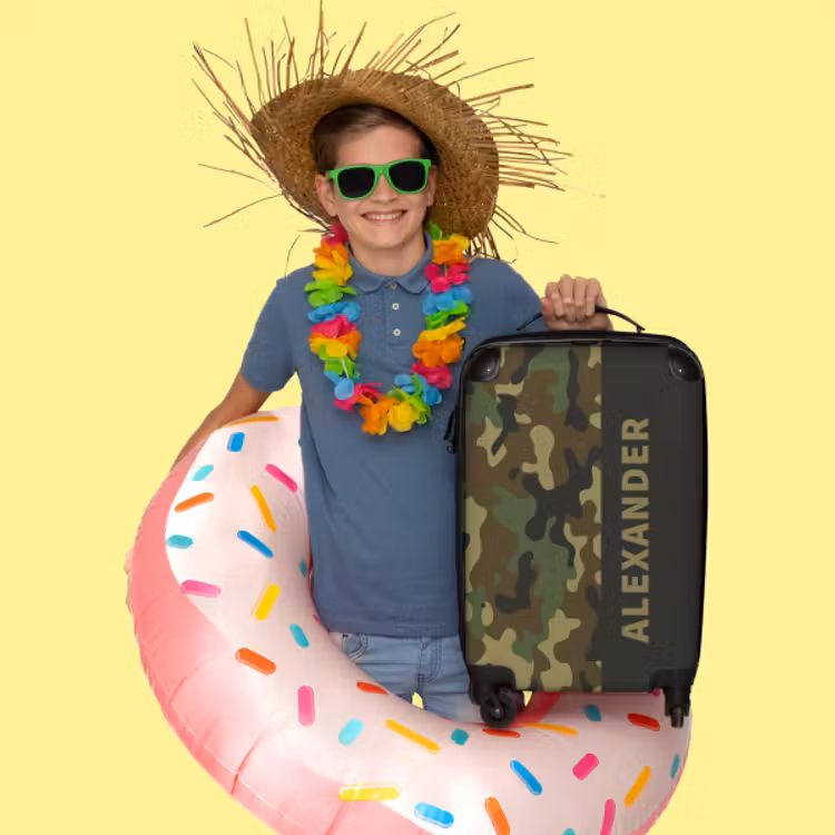 Koffer met naam - Bos camouflage — 2