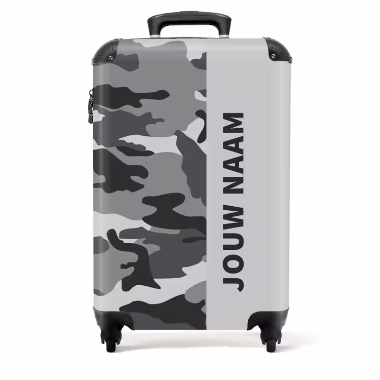 Koffer met naam - Grijze camouflage — 1