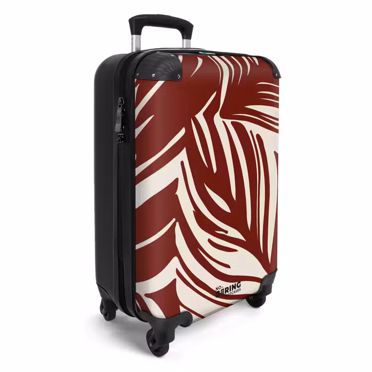 Koffer - Grote bladeren in rood met beige — 2