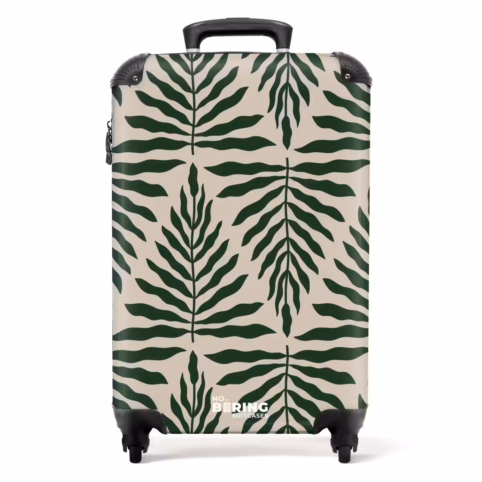 Koffer - Patroon van bladeren in beige met donkergroen — 1