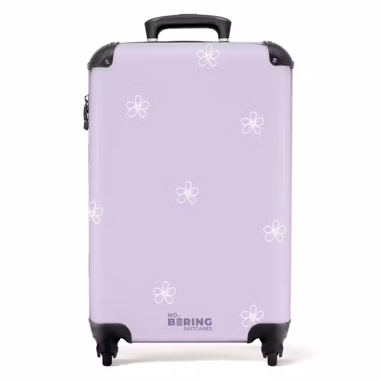 Koffer - Paarse achtergrond met witte bloemen — 1