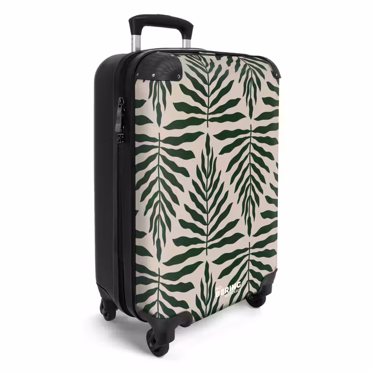Koffer - Patroon van bladeren in beige met donkergroen — 2
