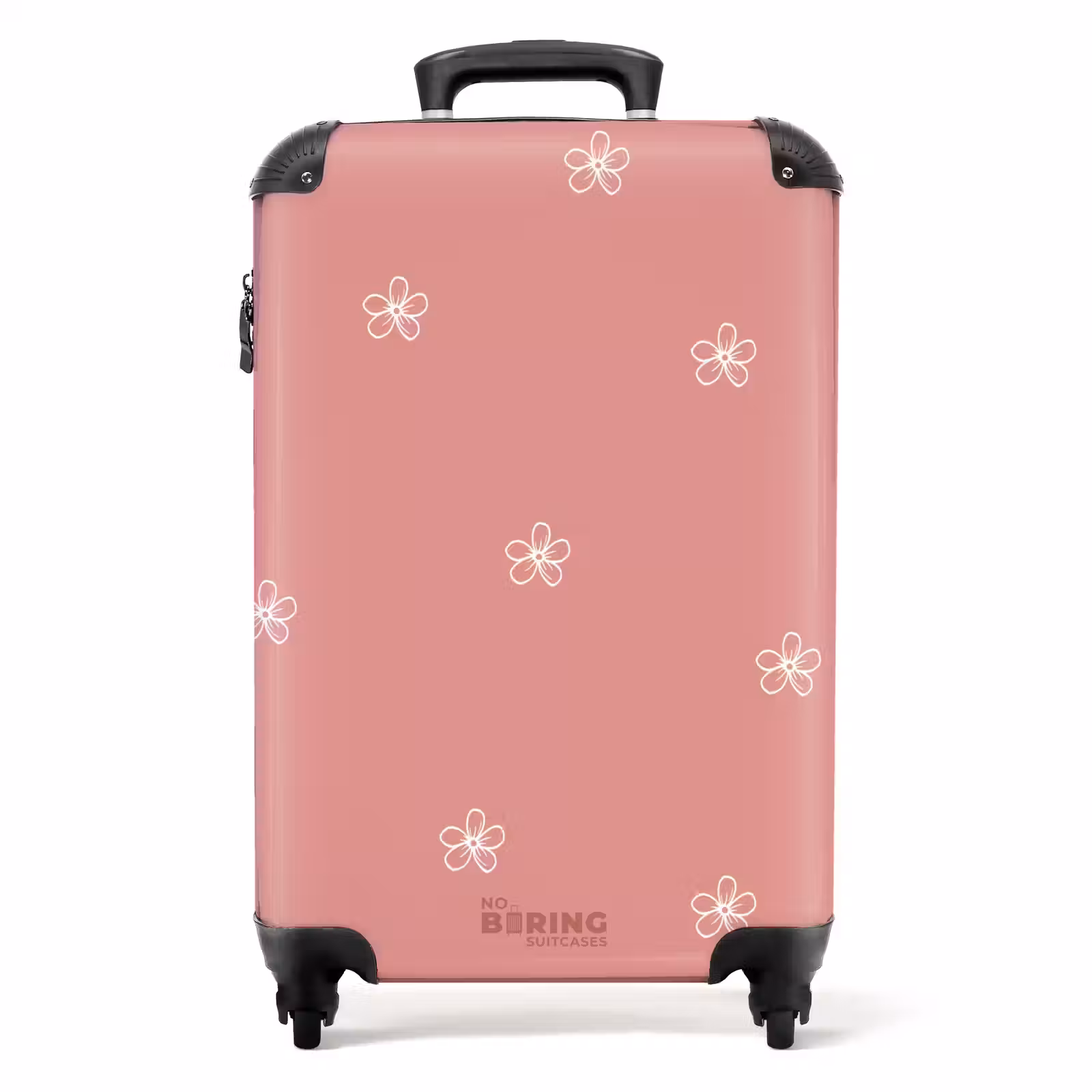 Koffer - Roze achtergrond met witte bloemen — 1