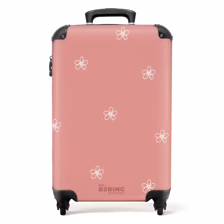 Koffer - Roze achtergrond met witte bloemen — 1