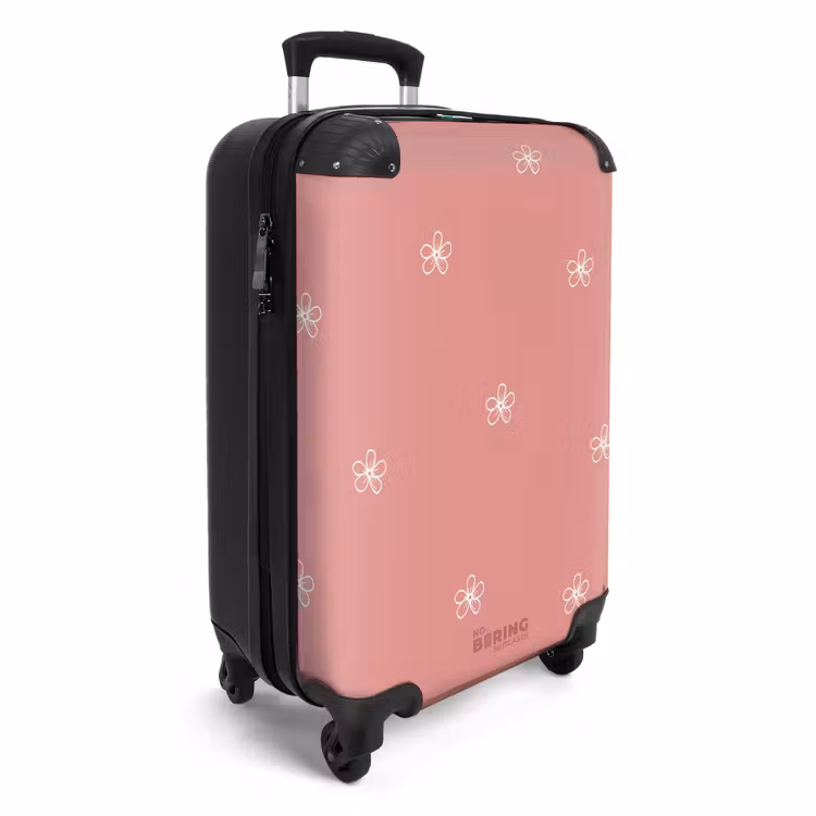 Koffer - Roze achtergrond met witte bloemen — 2
