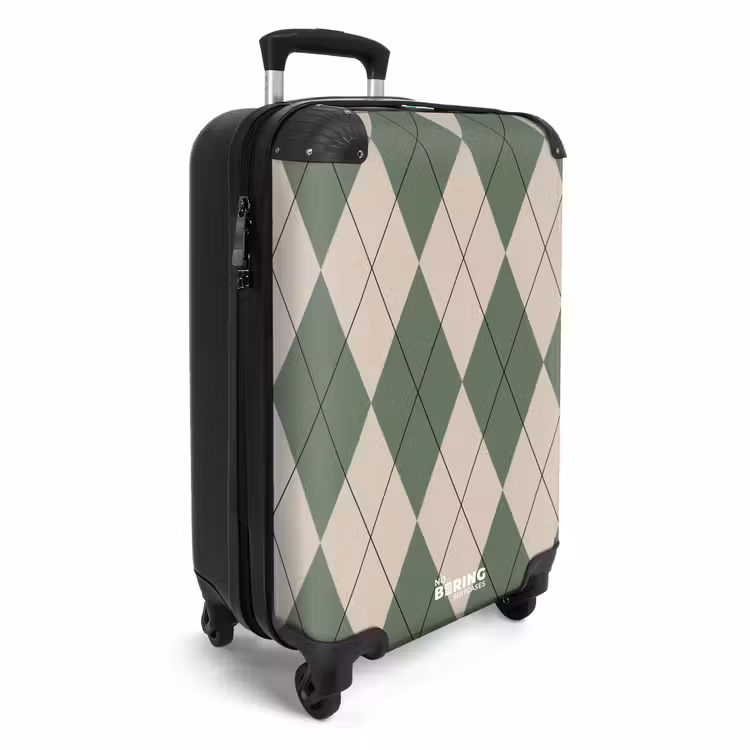 Koffer - Groen met beige ruit patroon — 2