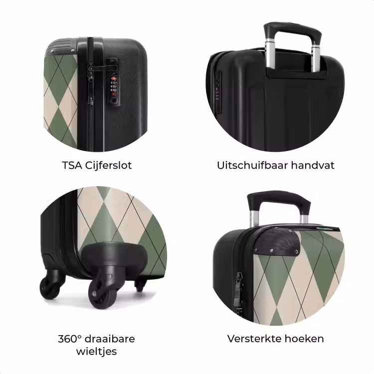Koffer - Groen met beige ruit patroon — 7