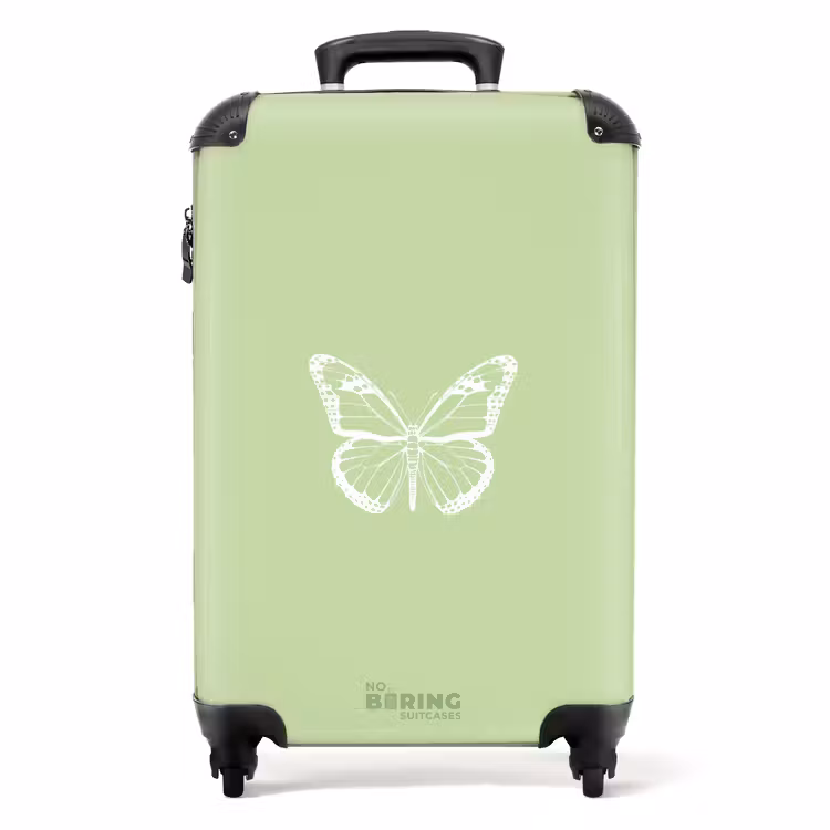 Koffer - Groene achtergrond met witte vlinder — 1