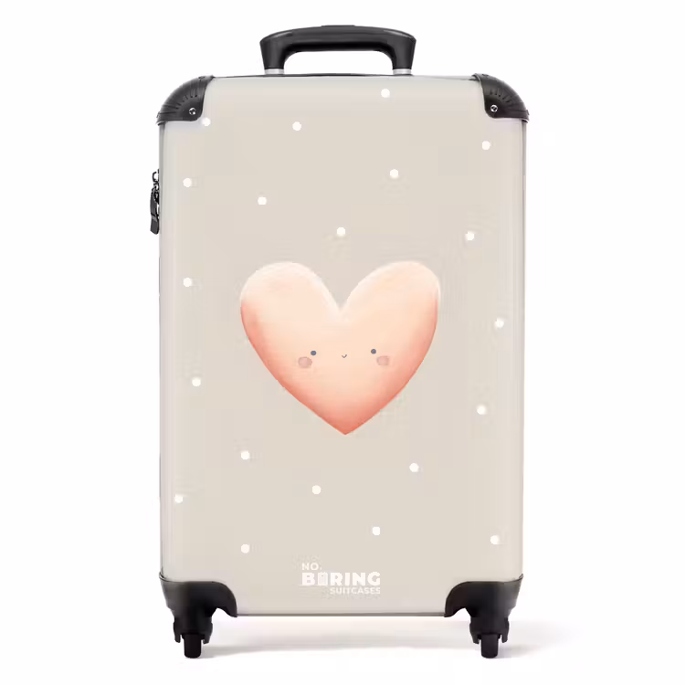 Koffer - Roze hart omringd door beige stippen — 1