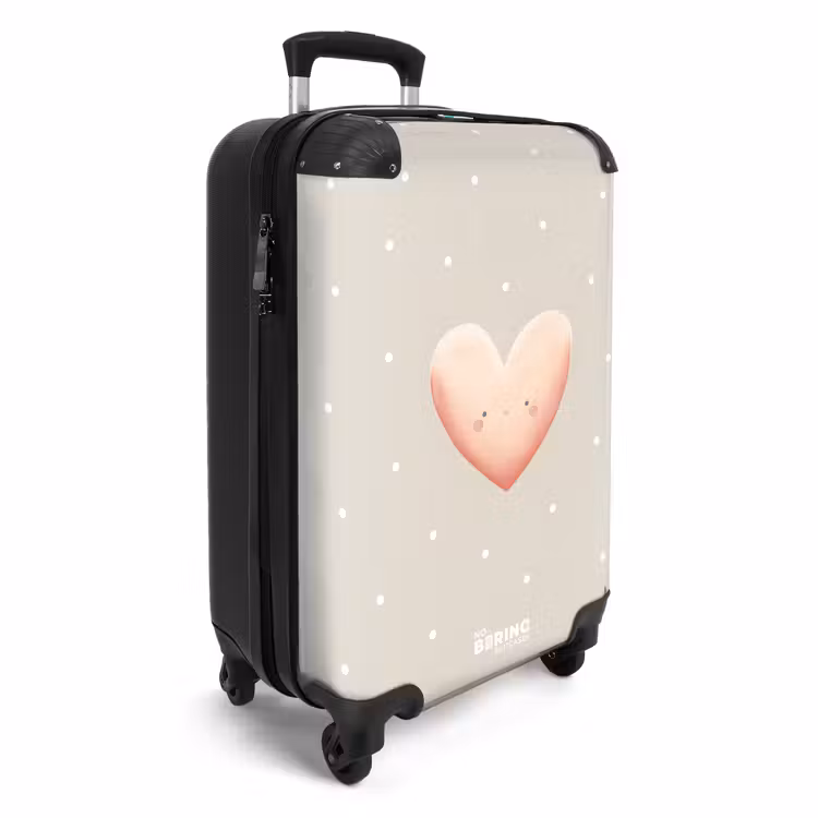 Koffer - Roze hart omringd door beige stippen — 2
