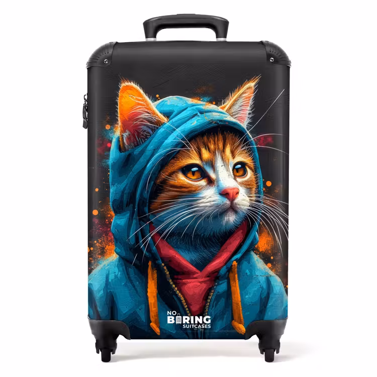 Koffer - Graffiti kat met blauw vest — 1