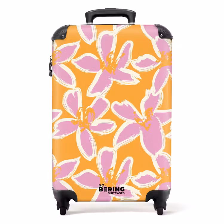 Koffer - Pastel bloemen - Roze met oranje — 1