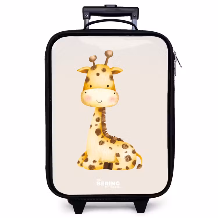 Kinderkoffer - Liggende giraffe illustratie op beige achtergrond — 1
