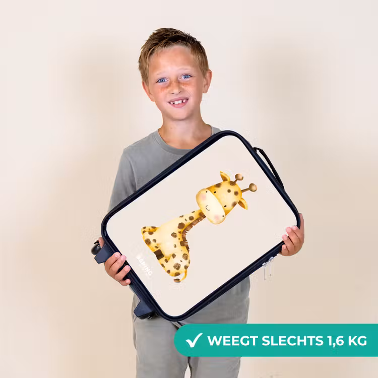Kinderkoffer - Liggende giraffe illustratie op beige achtergrond — 2
