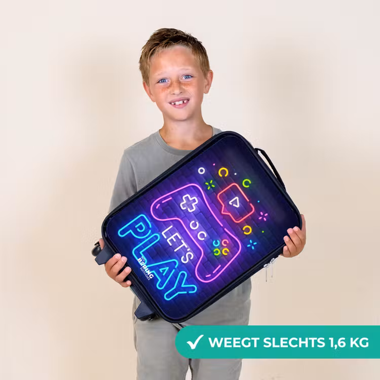 Kinderkoffer - Neoncontroller tegen een bakstenen muur — 2