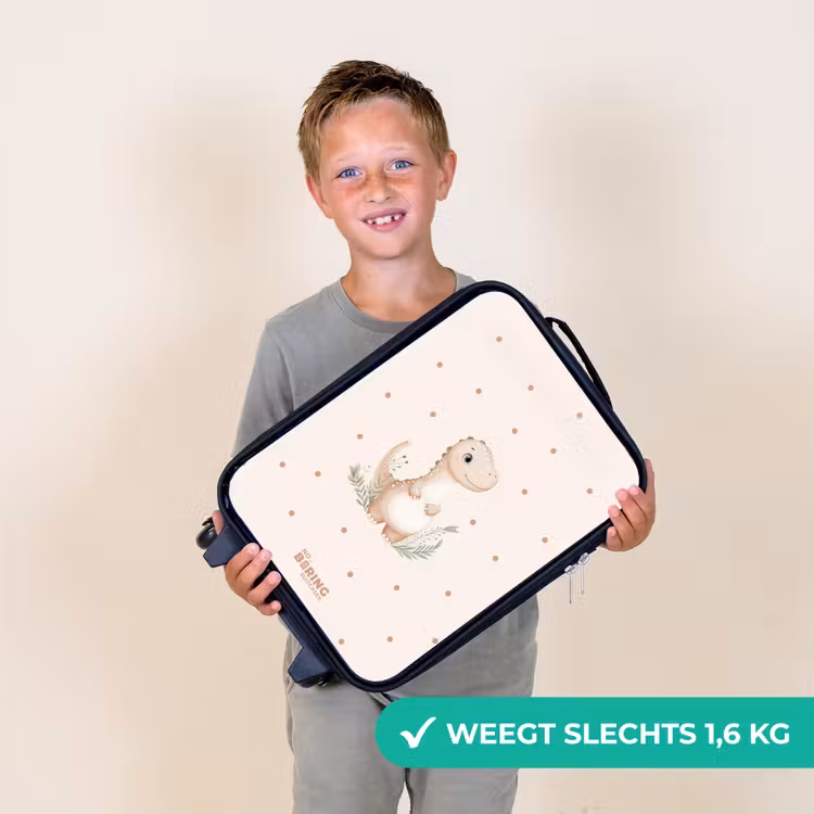 Kinderkoffer - Beige dino op een stippen achtergrond — 2