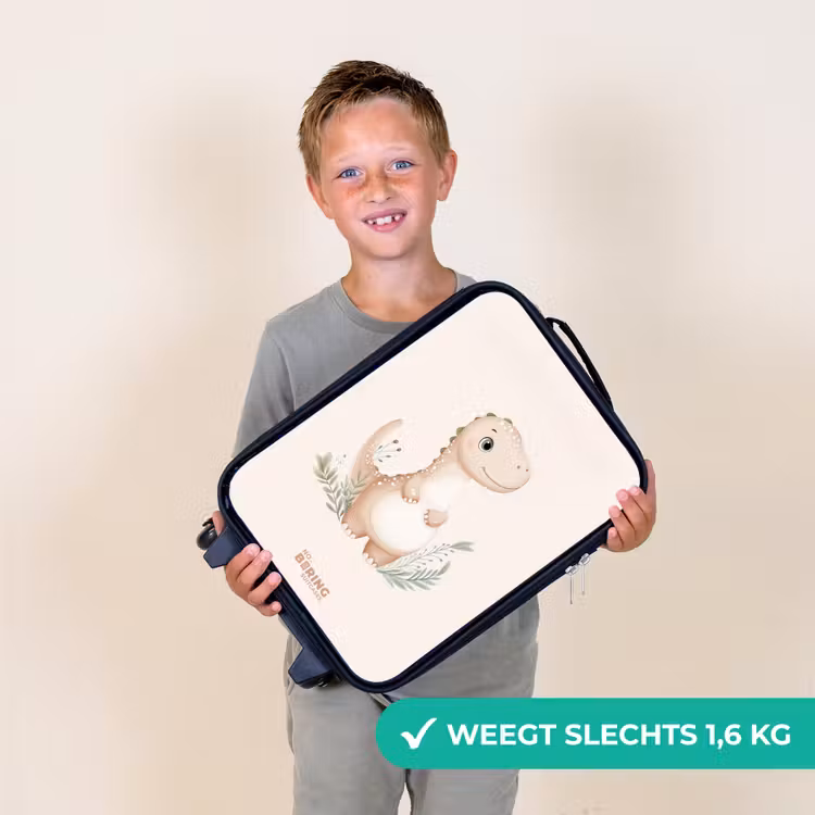 Kinderkoffer - Beige dinosaurus met groene blaadjes — 2