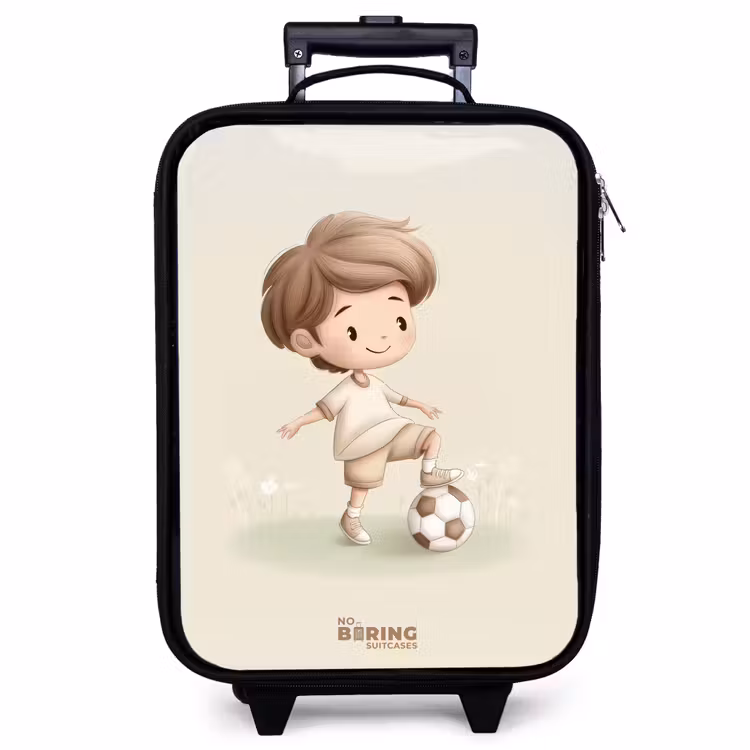 Kinderkoffer - Jongen met een voetbal in bruine tinten — 1